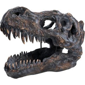 T-rex Skull Wall-Mounted Dinosaur Head Trophy Faux Taxidermy Wall Statue Fossil Figurine Wall Decor Tyrannosaurus Rex Skull Sculpture for Man Cave 15.5''Long