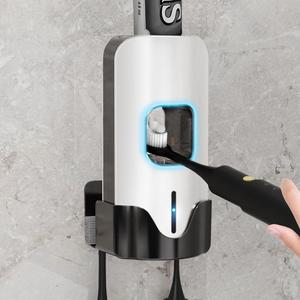 Automatic Toothpaste Dispenser Wall Mounted - Smart Touchless Toothpaste Squeezer with 3 Adjustable Levels, 2 Toothbrush Holders- for Kids and Adults, Bathroom Essentials (White)