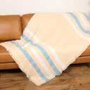 Pure Country Weavers White & Blue Stripe Woven Throw Natural Blanket - 100% Cotton Made in the USA (73x48)