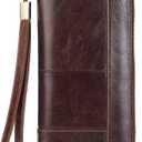 Mens Wallet Long Purse Leather Clutch Large Business Handbag Phone Card Holder Case Gift for Men Father Son Husband Boyfriend (Brown-2)