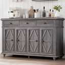 Farmhouse Buffet Cabinet with Storage, Sideboard Cabinet, Buffet Cabinet, Sideboard Buffet Cabinet with Storage, Large Wood Accent Storage Cabinet with Doors and Shelves for Entryway Living Room