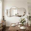 Irregular Wall Mirror, 28"x55" Asymmetrical Mirror with Metal Frame, Modern Wavy Decorative Mirrors for Bathroom, Wall Decor, Entryway, Living Room, Black