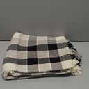 Americanflat 50x60 Throw Blanket - Soft and Breathable Cotton Throw Blanket for Couch, Bed, Chair - Decorative Blankets Perfect for Home, Office, or Outdoor Use - Black, Cream and Beige Plaid Design