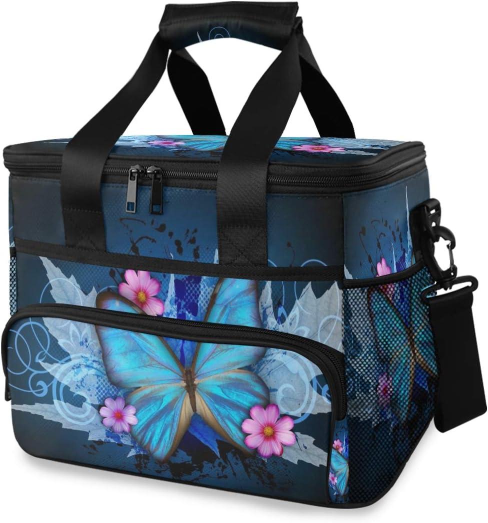 STAYTOP Pretty Butterfly Leakproof Reusable Insulated Cooler Lunch Bag,with Detachable Shoulder Strap, Used for School Women and Men Work Picnic Beach Lunch Bag Organizer Tote Bag