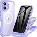 CENHUFO Magnetic Privacy for iPhone 17 Case [Compatible with Magsafe] Full Body Phone Case Built-in 9H Tempered Glass Screen Protector Camera Protection Shockproof Bumper Cover -Light Purple
