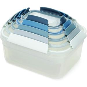 Joseph Joseph Nest Lock Plastic BPA Free Food Storage Container Set with Lockable Airtight Leakproof Lids, 10-Piece, Sky (10-Piece Set)