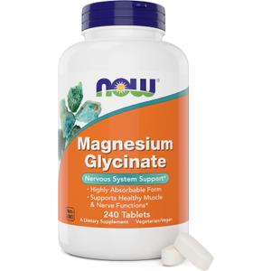 Now Foods Magnesium Glycinate, 240 Tablets - Supports Healthy Muscle and Nerve Functions - Non-GMO