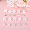 32pcs Mini Flower Hair Clips, White Pearl Hair Clips, Wedding Hair Barrettes, Cute Rhinestone Hairpins, Bridal Hair Accessories for Girls Women(4Styles)