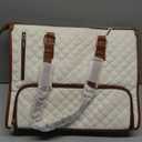 LOVEVOOK Lunch Tote Bag for Women, 15.6 Inch Laptop Bag with Insulated Lunch Compartment, Quilted Large Capacity Computer Handbag with Purse for Business, Work, Collage, Office, Casual, Beige-Brown