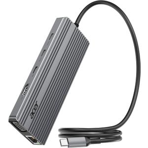 Acer 11 in 1 USB C HUB Multiport Adapter with 4K@60Hz HDMI, 2x10Gbps USB C, 2x5Gbps USB A, 100W PD Port, 1000Mbps Ethernet, 1080P VGA, SD/TF, Laptop Docking Station Dual Monitor for PC, Desktop(2ft)