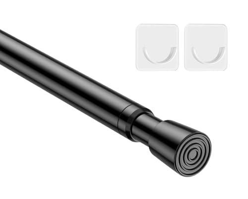 MEXAU 1Pack Spring Tension Curtain Rod 26-39 inch Black Adjustable Spring Rod Extendable Tension Rod For Kitchen, Bathroom, Window, Bookshelf, Closet