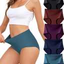 Oegho Seamless Underwear for Women High Waisted No Show Panties Full Coverage Briefs Invisible Soft 5 Pack S-XXL (Medium)