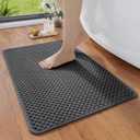 Bathroom Rugs Non Slip, Super Absorbent Quick Dry Bath Mats for Bathroom, Foam Weave Texture Thin Bath Rugs Washable with Rubber Backing Fit Under Door Outside Shower,16" x 24 (Grey)