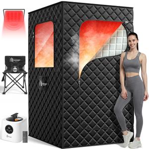 Sauna Box, 3L Portable Steam Sauna Tent for Home & Indoor Use, 1400w Personal Sauna Pod, Remote Control, Folding Chair, 15 Levels, 99-Min Timer,32" x 32" x 71"