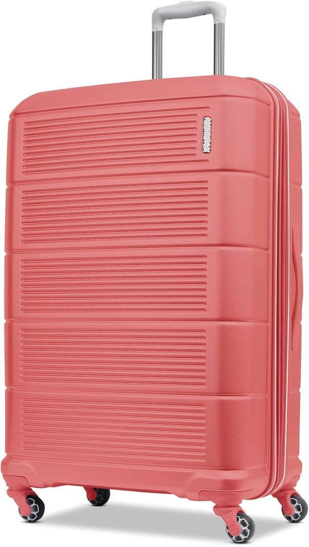 American Tourister Stratum 2.0 Expandable Hardside Luggage with Spinner Wheels, 28" SPINNER, Soft Coral, 28-Inch Checked-Large