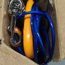 Petbobi Dog Tie-Out Cable and Stake - 30ft Heavy Duty Cable with Spring, No Tangle, 16in Ground Stake, Ideal for Yard, Camping and Beach, Suitable for Small Medium Large Dogs Up to 120 lbs, Blue