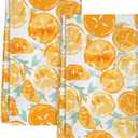 Flour Sack Kitchen Towels - Set of 2 Spring Dish Towels with Hanging Loop 18x26 Inch Absorbent Reusable Cotton Cloths for Cleaning Cute Design Home Decorative Housewarming, Lemon