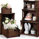 AceOrbit 6 Pcs Decorative Wood Crates for Storage Display 6 Size Rustic Nesting Crates with Handle Farmhouse Wooden Container Boxes for Wedding Bride Shower Party Market Farmers Decor(Dark Brown) (Classic Color)