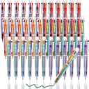 JPSOR Multicolor Ballpoint Pen 36 Pack 6-in-1, Fun Pens, Party Favors Transparent Barrel Ballpoint Pen 6-Color 0.5mm for Office School Supplies Students Children Kids Gift