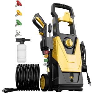 Electric Pressure Washer, 4800 PSI 3.2 GPM Power Washer with 4 Quick Connect Nozzles, Foam Cannon, Power washers Electric Powered for Cars, Fences, Driveways, Homes, Patios (Yellow)