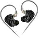 KZ ZAR in-Ear Monitor Headphones,1DD+7BA Hybrid Technology Driver IEM Wired Earbuds Headphone with Silver-Plated Cable for Audiophile Musician (KZ ZAR-Black, No Mic)