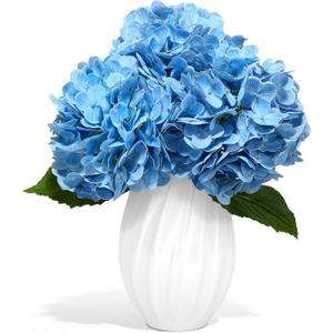 3 Pcs Hydrangea Artificial Flowers - 21 Inch Large 3D Moisturizing Latex Real Touch Faux Hydrangea Flowers with Stems, Fake Flowers for Wedding Home Decor Centerpieces Arrangement Bouquets