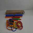 Ring Toss Game for Kids, Indoor & Outdoor Game for Family and Adults with 5 Poles, 2 Bases and 16 Rings in 4 Colors, Soft Foam Toy for Kids Backyard Ring Toss Fun (BLUE & ORANGE)