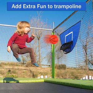 Trampoline Basketball Hoop, with 2 Balls, Easy to Assemble Sturdy for Dunk Fit, Waterproof, Accessory of Trampoline, Green