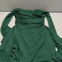 HOCILLE Women's Sexy Off Shoulder Bodycon Mini Dress Mesh Long Sleeve Wrap Tie Waist Ruched Party Dresses, X-Small, Dark Green