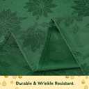 Biscaynebay Christmas Hunter Green Tablecloth Rectangle Tables 60x102 Inch-Fabric Xmas Holiday Winter Table Cloth-Jacquard Damask Poinsettia Modern Table Cover for 6 ft Kitchen Dinner Banquet Parties