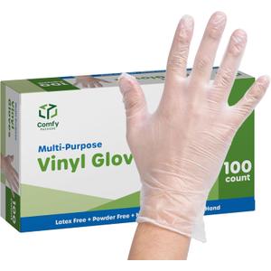 Comfy Package Disposable Vinyl Gloves  Clear, Latex-Free, Powder-Free, BPA-Free  Safe for Food Handling, Cooking & Cleaning (Small)