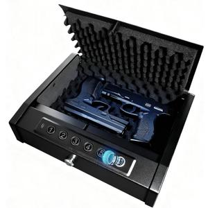 Biometric Gun Safe for Handgun  0.1s Quick Access Pistol Safe with Fingerprint, Backlit Keypad & Key Lock, Silent Mode, Interior Light, Portable Firearm Lock Box for Nightstand, Car, Home