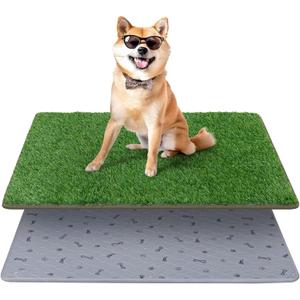Dog Grass Mat with Pee Pad, Artificial Indoor Turf Grass Potty Training Pads for Dogs Tray Doggies Washable Reusable Puppy Pads Leakproof Pee on Outdoor Patio Balcony Apartment(24.5x39'') (Floral)