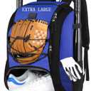 MATEIN Baseball Backpack, Softball Bat Bag with Shoes Compartment for Youth, Boys and Adult, Lightweight Baseball Bag with Fence Hook Hold TBall Bat, Batting Mitten, Helmet, Caps, Teeball Gear (47L, Blue)