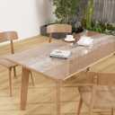 Crystal Clear Plastic Table Cover Protector with Lace Pattern, 36" x 60" Spill Resistant Easy Flat PVC Desk Pad Mat, 1.5mm Thick Vinyl Table Top Protector for Dining Room Table, Office