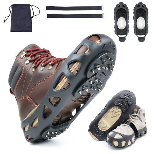 Ice Cleats for Shoes and Boots, Non-Slip Gripper for Shoes, Ice Traction Cleats with 30 Steel Studs Crampon for Walking On Snow and Ice, Shoe Grips for Ice Fishing, Hiking, Snow Shoveling,medium