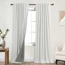 KOUFALL 86 Inch Length Ivory Back Tab Linen Blackout Curtainsfor Living Room (52"W x 86"L (Pack of 2))