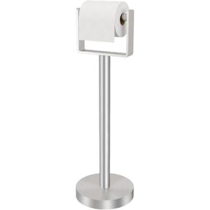 YUMORE Toilet Paper Holder Free Standing, Stainless Steel Toilet Paper Stand, Weighted Base Floor Tissue Roll Holder for Bathroom, Brushed Nickel 200UP