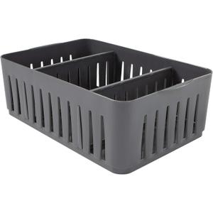 Simplify 3 Compartment Stackable Bin with Adjustable Dividers | Drawer Organizer | Storage Basket | Good for Office | Desk Supplies | Dorm | Bathroom | Accessories | Make Up | Grey (1 Pack)