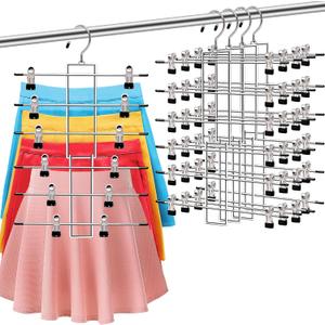 4 Pack Pants-Hangers-Space-Saving,6 Tier-Closet-Organizers-and-Storage Skirt Hooks with Clips,Closet-Organizer-Clothes-Organization-and-Storage Jeans Scarf Holder,College-Dorm-Room-Essentials Decor