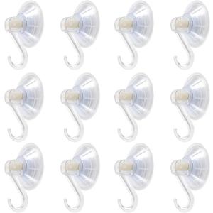 1st Choice Clear Plastic Suction Cup Hooks, 12 Pack Ultra Heavy Duty Power Lock Vacuum Traceless Smooth Waterproof Oil-Proof Wall Shower Kitchen Window Bathroom Holder