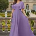 KOH KOH Womens 2026 Long Elegant Bridesmaid Evening Cocktail Modest Maxi Dress (Purple, L)