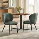 VASAGLE Dining Chairs Set of 2, Upholstered Kitchen Chairs | Synthetic Leather with Stitching, Mid-Century Modern, Easy Assembly, Living Room Lounge, Forest Green