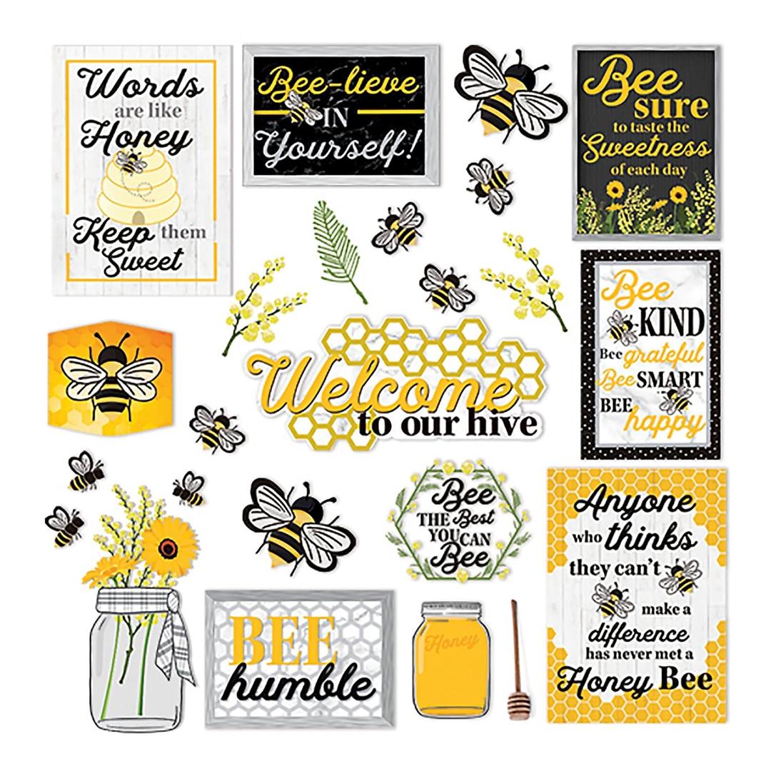 Eureka The Hive Motivational Gallery Wall Bulletin Board Set, 34 Pieces (EU-847809)