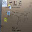 Fivenl 2 Pack 6 Feet Portable Folding Table Black, Steel Legs Fold-in-Half with Carrying Handle Rectangular Plastic Foldable Table for Party, Wedding, Camping, Picnic, Dining, Indoor Outdoor Events