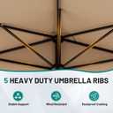 AreShark 9FT Half Patio Umbrella, Outdoor Wall Umbrella with Crank & 5 Sturdy Ribs, Table 1/2 Umbrella Patio for Garden, Deck, Balcony and Pool, Beige