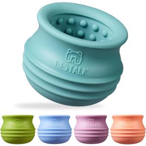 Bestalk Dog Enrichment Treat Toy, Long-Lasting Wobbly Interactive Freeze Lick Toys for Dogs, Stuffable Puzzle Feeder Toy for Boredom, Silicone Treat Dispensing Chew Toy (Teal Blue, M)