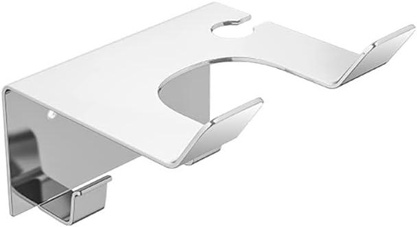 Hair Dryer Holder JWCE Blow Dryer Holder Wall Mounted Fit for Most Hair Dryers Self-Adhesive or Punch Installation for Bathroom (Silver)