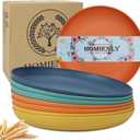 Homienly Deep Dinner Plates Set of 8 Alternative for Plastic Plates Microwave and Dishwasher Safe Wheat Straw Plates for Kitchen Unbreakable Kids Plate Set with 4 Colors (Classic Bright, 9 inch)