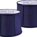 Blue Lamp Shades Set of 2,12"x14"Dx10"H Medium Drum Lampshades Decor, 12"*14"*10"-2 Pack